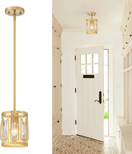 Miniatura 11 de Lámpara colgante de cristal con pantalla de tambor negra mate, araña de 2 paquetes para isla de cocina, luces de techo modernas para sala de estar
