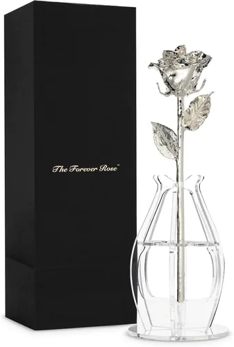 Miniatura 9 de Forever Rose Rosa real bañada en plata, rosa preservada hecha a mano en piel de lujo con luz LED, regalo romántico y elegante para ella, Funda