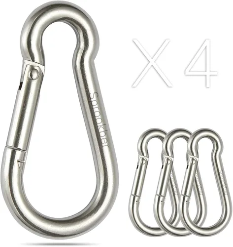 Miniatura 7 de sprookber Mosquetón de acero inoxidable con resorte - 304 clips resistentes de acero inoxidable, juego de 4