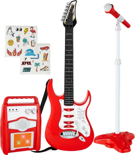 Miniatura 8 de Best Choice Products Juego de guitarra musical eléctrica para niños, kit de inicio de guitarra de juguete con 6 canciones de demostración, barra