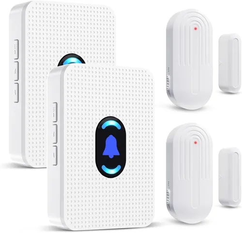 Daytech Timbre de puerta inalámbrico, timbre de puerta para entrada de negocios/tiendas/casa/oficina, alarmas de puerta cuando se abren con alcance