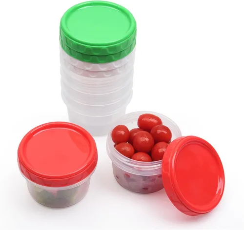 Miniatura 11 de EONJOE Recipientes de plástico de 2 onzas con tapas, recipiente pequeño para aderezo de ensalada para llevar, tazas para salsas y condimentos