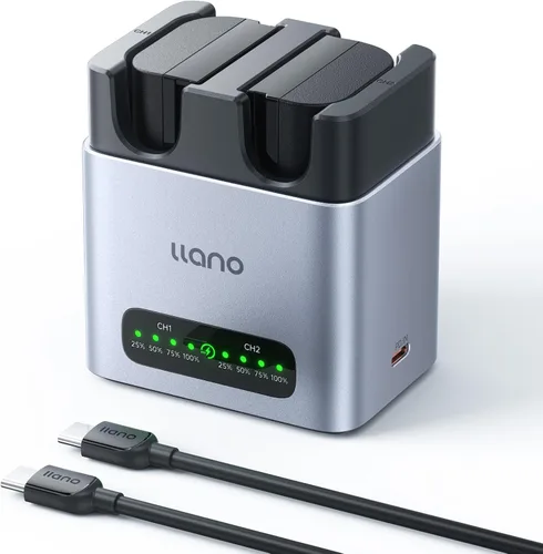 llano Paquete de 2 baterías LP-E6NH de 2400 mAh y cargador rápido de 20 W de doble ranura para cámara Canon EOS R5/R6/R7 Mark II, 5D/6D/7D Mark