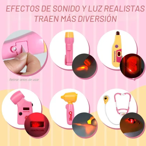Miniatura 2 de Meland Kit de médico de juguete para niñas, juego de doctor con funda de transporte, juguete de estetoscopio y disfraz de disfraz, juego de doctor