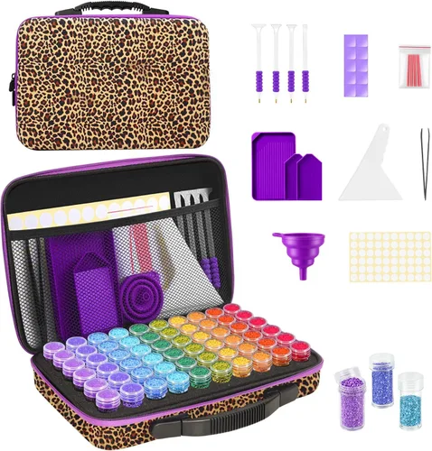 Miniatura 16 de ZORETCO Contenedores de almacenamiento de pintura de diamantes, 60 ranuras, kits de pintura de diamantes, accesorios y herramientas de pintura