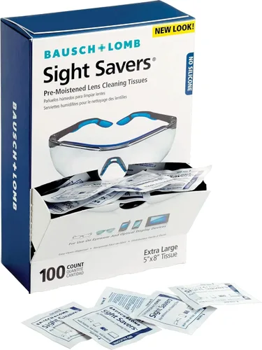 Bausch + Lomb Sight SaversLens - Toallitas de limpieza para lentes, tejidos prehumedecidos, antivaho y antiestáticas, antirayas, limpia vidrio y