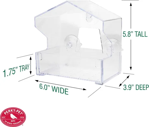 Miniatura 9 de Perky-Pet Comedero transparente para pájaros con ventosas fuertes, capacidad de semilla de 1/2 libra, Perky Pet 345, entretenida alimentación