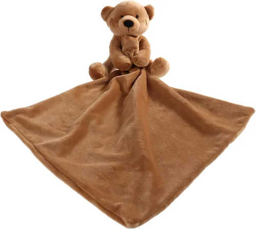Apricot Lamb Manta de seguridad de animales de peluche, oso de peluche marrón, manta de personaje para guardería, felpa de lujo (oso marrón, 13
