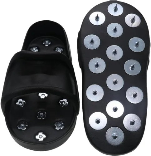 Miniatura 2 de Zapatos antideslizantes con pinchos para pisos epoxi, revestimientos resinosos, compuesto autonivelante y pintura, tamaño grande Negro