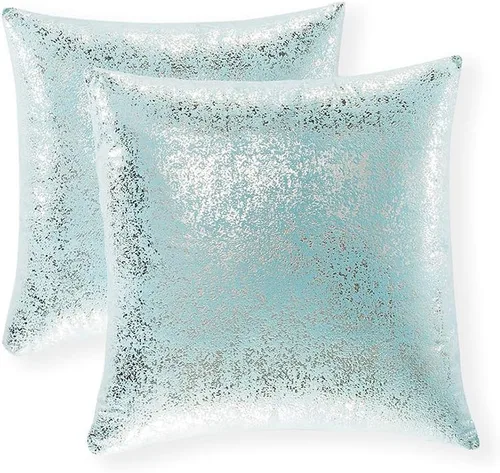 Miniatura 59 de Xinrjojo Juego de 2 almohadas brillantes en negro y dorado, almohadas suaves y brillantes decorativas, juego de fundas de almohada cuadradas negras