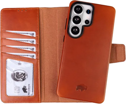 Miniatura 6 de BLACKBROOK Funda tipo cartera para Samsung S26, cuero de grano completo, juego 2 en 1 desmontable Carter, diseñado para carga MagSafe e inalámbrica