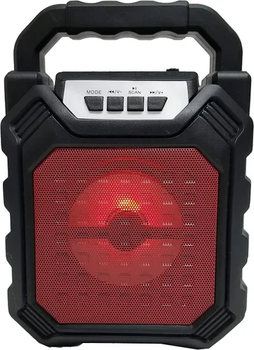 Miniatura 6 de Radio FM TF/USB Reproductor de MP3 Bluetooth Altavoz portátil Recargable-Rojo