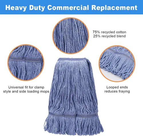 Miniatura 2 de General Cleaning Mop - Repuesto comercial resistente, cabezal de trapeador de alta resistencia, repuesto comercial, repuesto de cabezal de hilo
