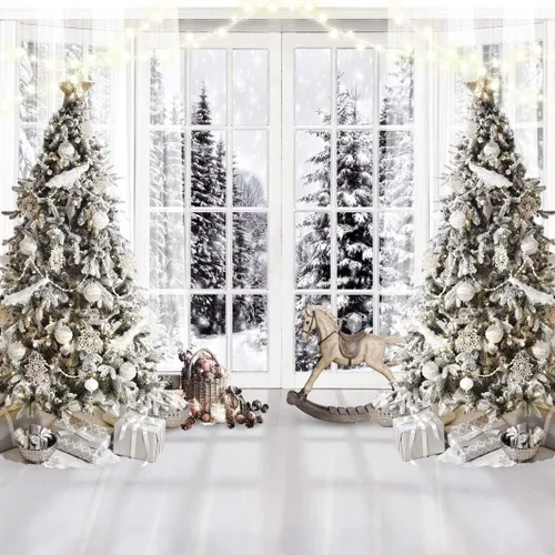 Miniatura 8 de Telón de Fondo Blanco de Navidad para Fotografía, Telón de Fondo de Navidad, Telón de Fondo de Invierno, Cartel de Navidad para Fotos 10X8FT F107