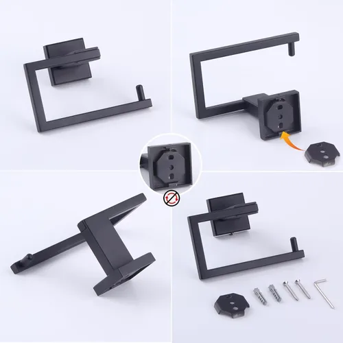 Miniatura 7 de GERZ Soporte de papel higiénico para baño SUS 304 acero inoxidable mate negro soporte de rollo de papel de seda soporte de pared JG1905-BK