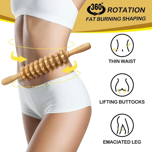 Miniatura 4 de Masajeador manual de madera con rodillo de mano, masajeador de punto de gatillo para fascia, celulitis, músculos y abdomen, masajeador de terapia