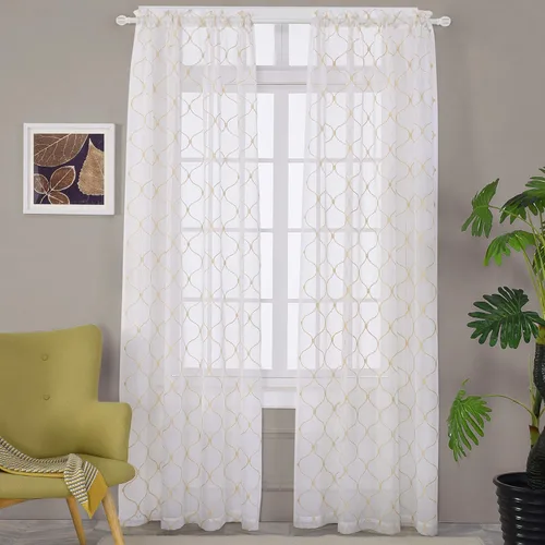 Miniatura 12 de Cortinas traslúcidas blancas de 84 pulgadas de largo, cortinas traslúcidas con bolsillo para barra para sala de estar, dormitorio, 2 paneles, 52x84
