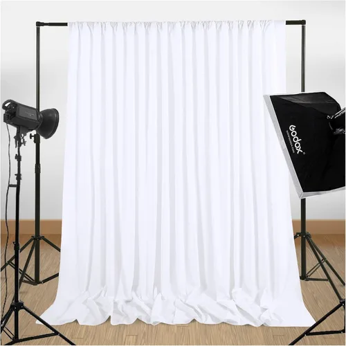 Miniatura 5 de Cortinas de Telón de Fondo Blanco de 2 Paneles 5 x 1,5 m de Poliéster, Telón de Fondo para Fotografía, Cortinas para Decoración de Fondo de Boda