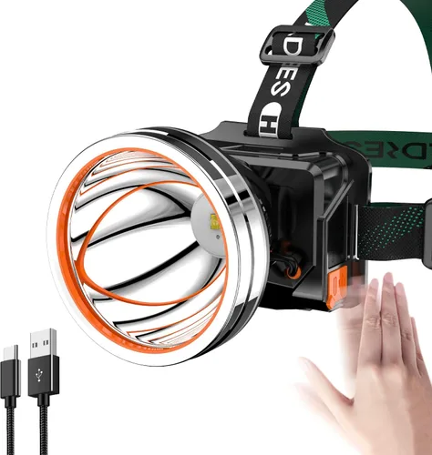 Miniatura 10 de Luces de Caza de Mapache, Linterna de Cabeza LED de Alta Potencia, Linterna de Cabeza Recargable Superbrillante, Linterna de Foco al Aire Libre