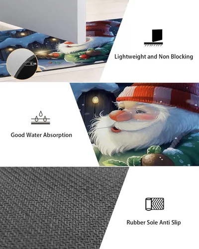 Miniatura 2 de Tapete de baño de gnomos de invierno para bañera, tapete antideslizante de secado rápido y absorbente, tierra de diatomeas, fregadero, dormitorio