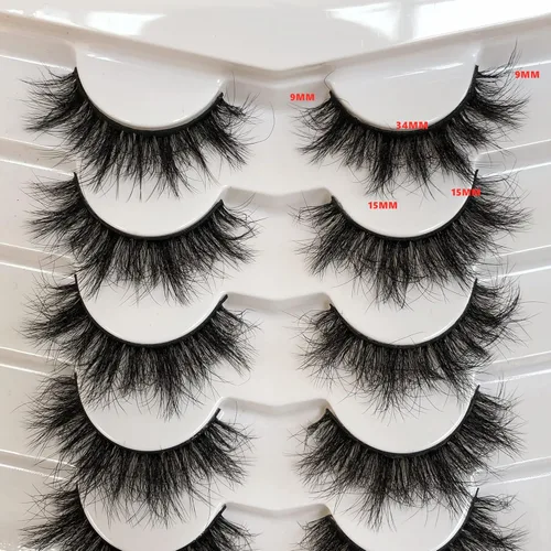 Miniatura 455 de Pooplunch - Pestañas postizas finas de visón sintético, estilo ojo de gato, naturales, cruzadas, tipo racimo, efecto 8D de volumen, tiras