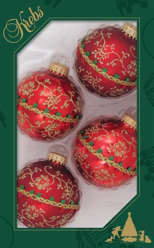 Miniatura 18 de Adornos de árbol de Navidad de vidrio - 67 mm/2.625" [4 piezas] Bolas decoradas de Adornos navideños sin costuras para colgar de Christmas by Krebs