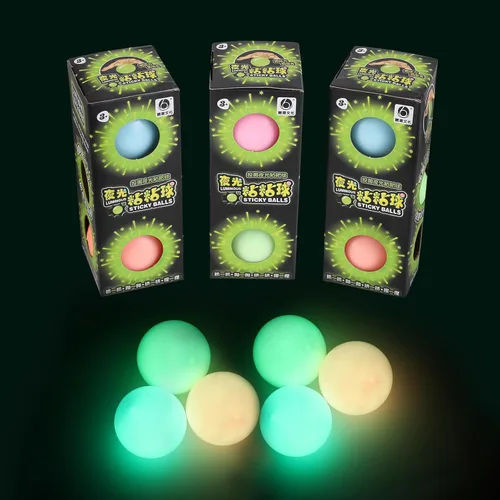 3 bolas Lumi de 2.4 pulgadas, bolas de ensueño, bolas adhesivas que brillan en la oscuridad que se adhieren al techo, alivio del estrés para niños y