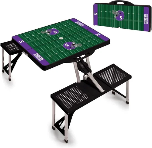 Miniatura 4 de PICNIC TIME NCAA Northwestern Wildcats - Mesa de picnic plegable para campo de fútbol, mesa de campamento para exteriores con agujero para paraguas
