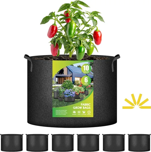 Miniatura 16 de iPower - Bolsa de cultivo para plantas de 5 galones, paquete de 6, resistentes, de tela con asas de nylon, contenedores de 300g de tela no tejida