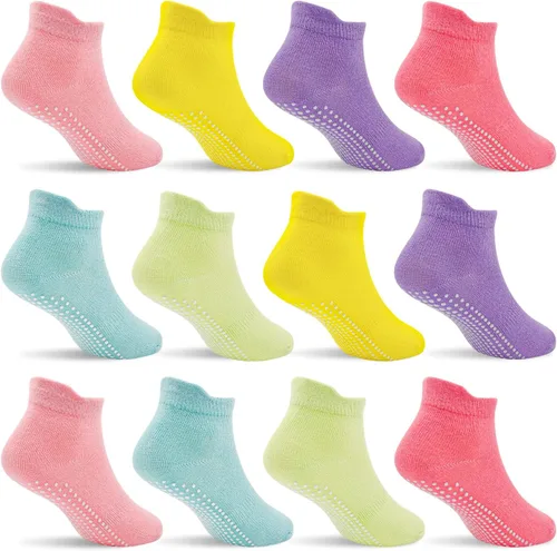 Miniatura 11 de SkiBeaut 12 pares de calcetines antideslizantes para niños y niñas con agarres, calcetines antideslizantes para niños pequeños de 1 a 7 años
