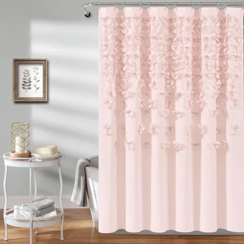 Lush Decor Lucia - Cortina de ducha, color rubor, 72 x 72 pulgadas Blush