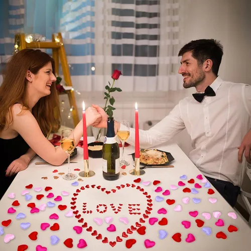 Miniatura 5 de 400 piezas de decoración de confeti de mesa de corazón para el día de San Valentín, pétalos de esponja en forma de corazón, decoración romántica