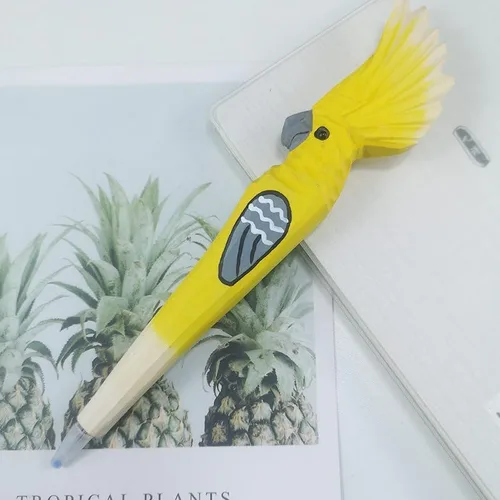 Miniatura 10 de Bolígrafo de gel de animales tallados en madera 100% hecha a mano, jirafa, perro, tigre, unicornio, lindo, material escolar, suministros de oficina
