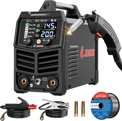 GZ GUOZHI 145A Soldador MIG, Soldador 3 en 1 FLUX MIG/Lift TIG/ARC Soldador MIG Multi-Proceso, Máquina de Soldadura 110V, Soldador de Núcleo de