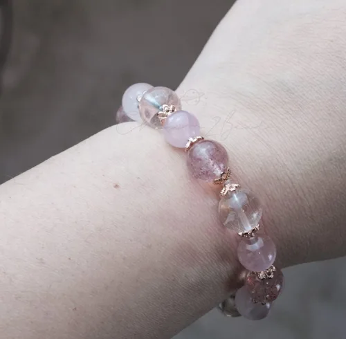 Miniatura 7 de Precious Gemstone Natural Crystal Healing Bracelet, Rutilated Quartz, Moonstone, Quartz Handmade Original Design Bracelet