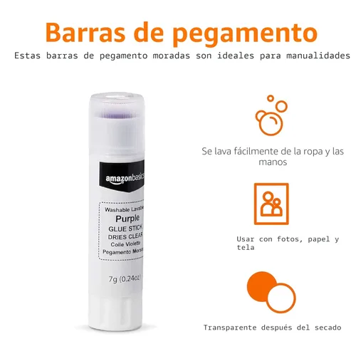 Miniatura 2 de Amazon Basics Pegamento escolar lavable morado, se seca transparente, no tóxico, barra de 0.24 onzas, paquete de 60