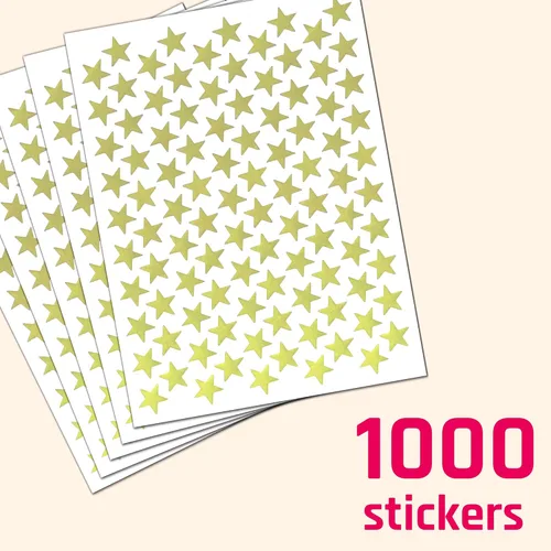 Miniatura 3 de Paquete de 1000 calcomanías de estrella dorada para recompensa, 0.6 pulgadas de diámetro