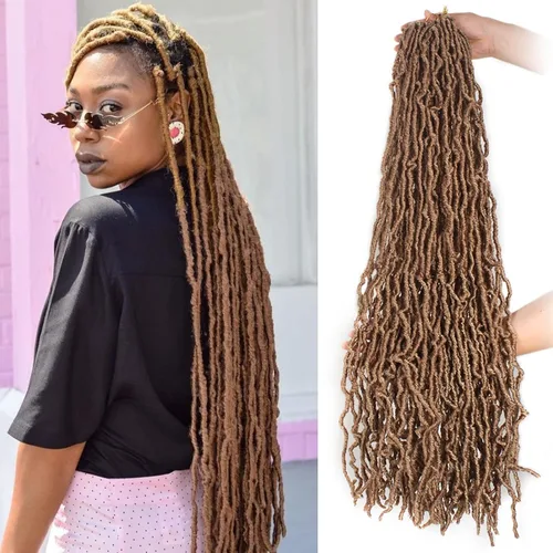 Miniatura 40 de ZRQ Extensiones de cabello sintético de ganchillo de 36 pulgadas, 3 paquetes, color negro natural, preenlazadas, largas, de diosa, sintéticas, 1b#