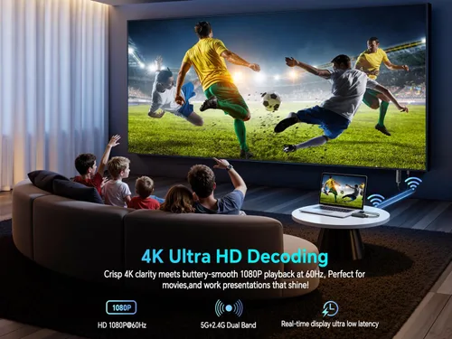 Miniatura 3 de Transmisor y receptor HDMI inalámbrico 328FT/100M, 4K Decodificación Plug & Play Portátil 5G+2.4G Adaptador de pantalla inalámbrico Kit extensor