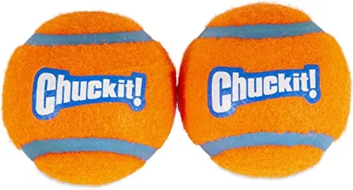 Chuckit! Pelota de tenis para perros juguete para perros, grande (3 pulgadas de diámetro) para perros de 60 a 100 libras, paquete de 2
