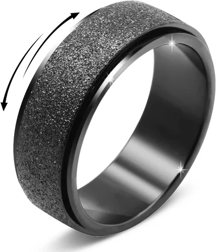 Anillo antiestrés de titanio, de acero inoxidable para la ansiedad, tamaño 6-12, ancho 6 mm, 5 colores, para mujeres y hombres oro rosa, arco iris,