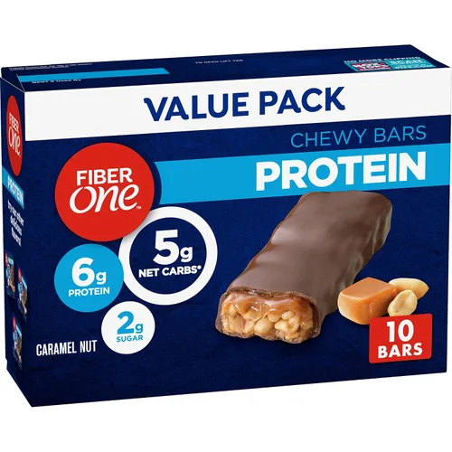 Miniatura 10 de Barras proteínicas masticables Fiber One, nuez de caramelo, aperitivos proteínicos, 1.17 oz, 5