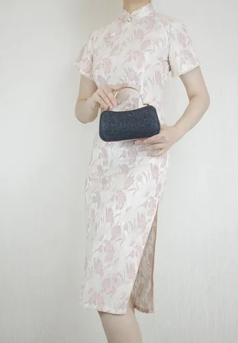 Miniatura 5 de AIZEXIN Bolsos de mano con purpurina para mujer, bolsos de noche de boda con mango de diamantes de imitación