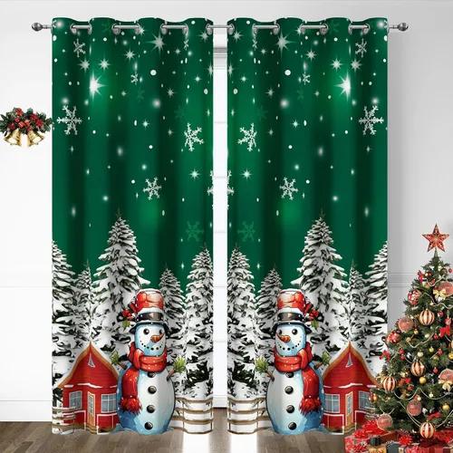 Miniatura 8 de Cortinas rojas de Navidad para sala de estar, juego de 2 paneles, cortinas de ventana de terciopelo rojo de 63 pulgadas de largo, cortinas