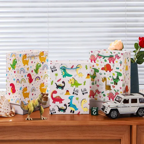 Miniatura 6 de Carnation Bolsas de regalo para bebé, paquete de 4 bolsas de regalo de tamaño pequeño con asas para cumpleaños de niños, baby shower