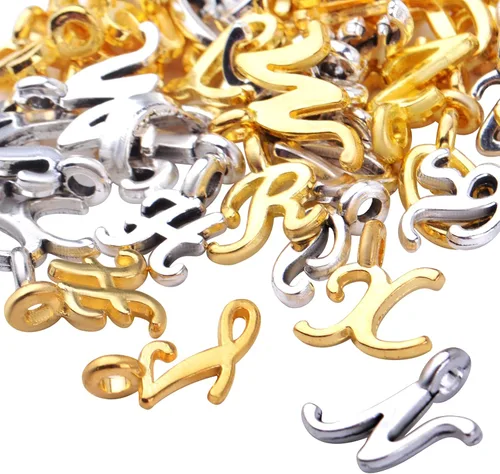 Miniatura 4 de 156 unids/6 juegos de letras del alfabeto ABC colgantes de aleación A-Z colgantes alfabéticos abalorios sueltos DIY collar, pulsera, aretes