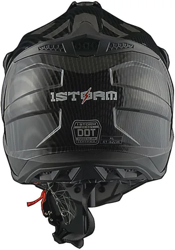 Miniatura 6 de 1Storm - Casco de motocross para adulto ATV Dirt Bike BMX MX de estilo de pista en montaña JH601; de fibra de carbono negro