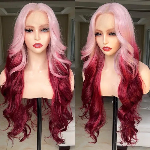 Miniatura 11 de FABELLE - Peluca de cabello sintético rubio ceniza con encaje frontal de 13 x 4 HD, sin pegamento, parte media ondulada de 30 pulgadas, para usar