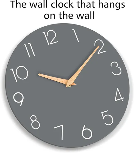 Miniatura 9 de cicininc Reloj de pared gris silencioso sin tictac, relojes de pared decorativos a pilas para dormitorio, cocina, hogar, oficina, escuela, hotel