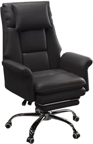 Silla de oficina ejecutiva, silla de oficina grande y alta, silla ergonómica de cuero, sillas de escritorio para oficina en casa, sillas de negro